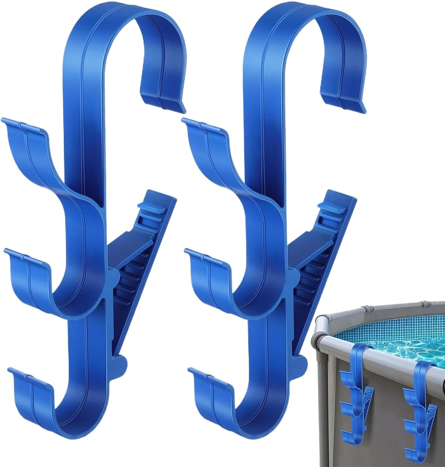 GENERIC Crochets D'équipement De Piscine – Support De Rangement Réglable à 3 Crochets | Support De Poteau De Piscine – Pour Tiges Télescopiques, épuisettes, Brosses, écumoire, Tuyau D'aspirateur, Outils De