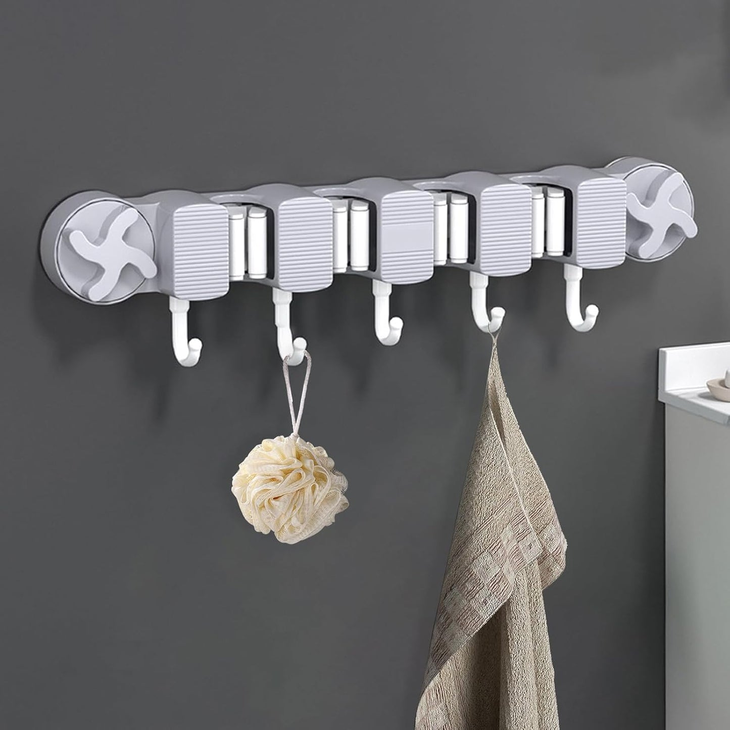  Generisch Support Mural Pour Serpillère | Support Mural à Ventouse Pour Garage | Porte-outils Organisation Ménager Accessoires De Nettoyage Garage Pelle Torchon Gants Brosse