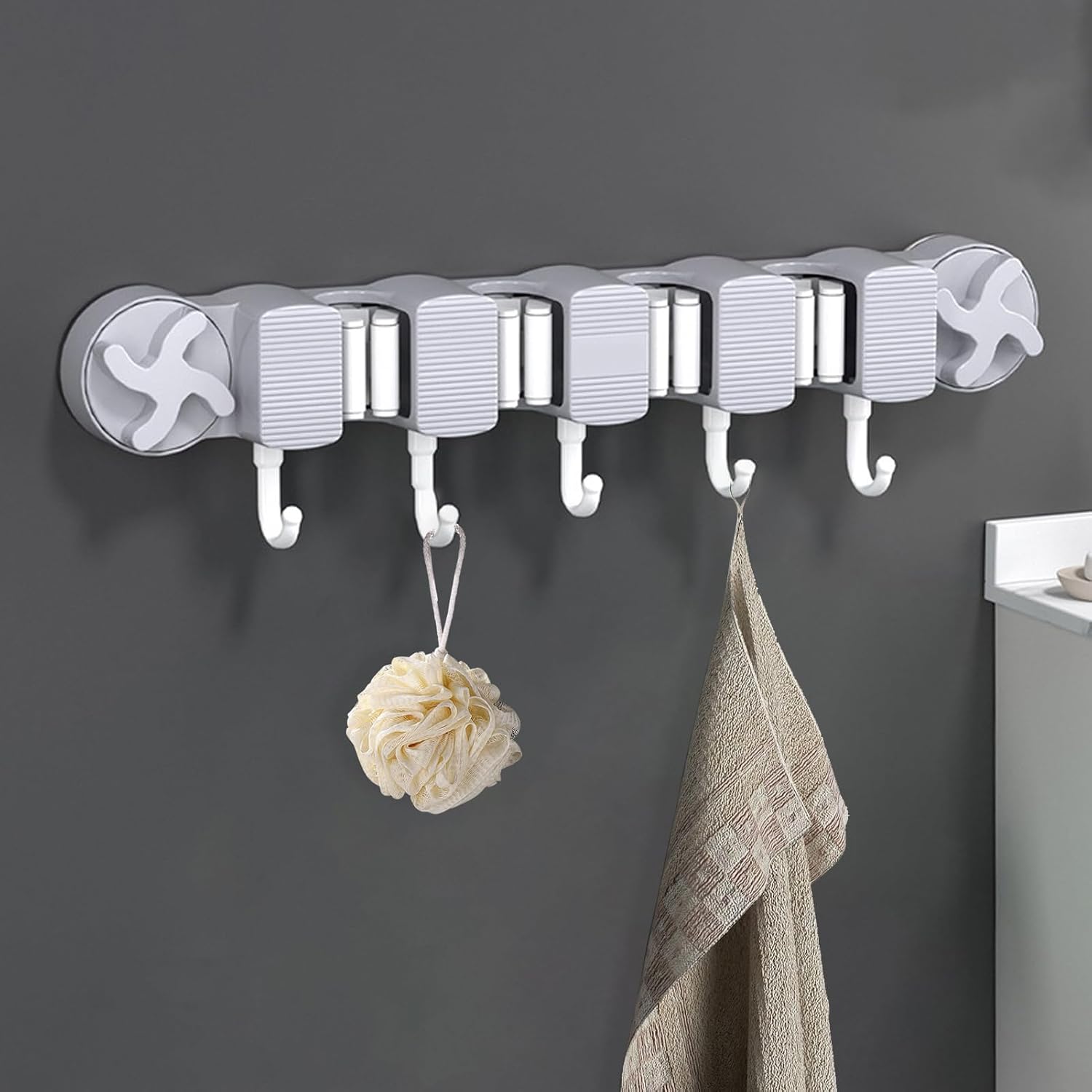  Generisch Support Mural Pour Serpillère | Support Mural à Ventouse Pour Garage | Porte-outils Organisation Ménager Accessoires De Nettoyage Garage Pelle Torchon Gants Brosse