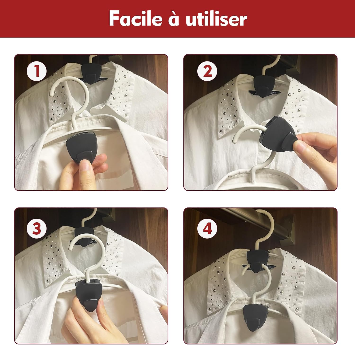  Latoxcaa Cintres Gain De Place Pour Cintre Lot De 20 - Porte-Vêtements Extra Solide 20kg (Max) - Crochets D'Organisation Et Crochet De Connexion De Cintre Noir Pour Placard Et Penderie