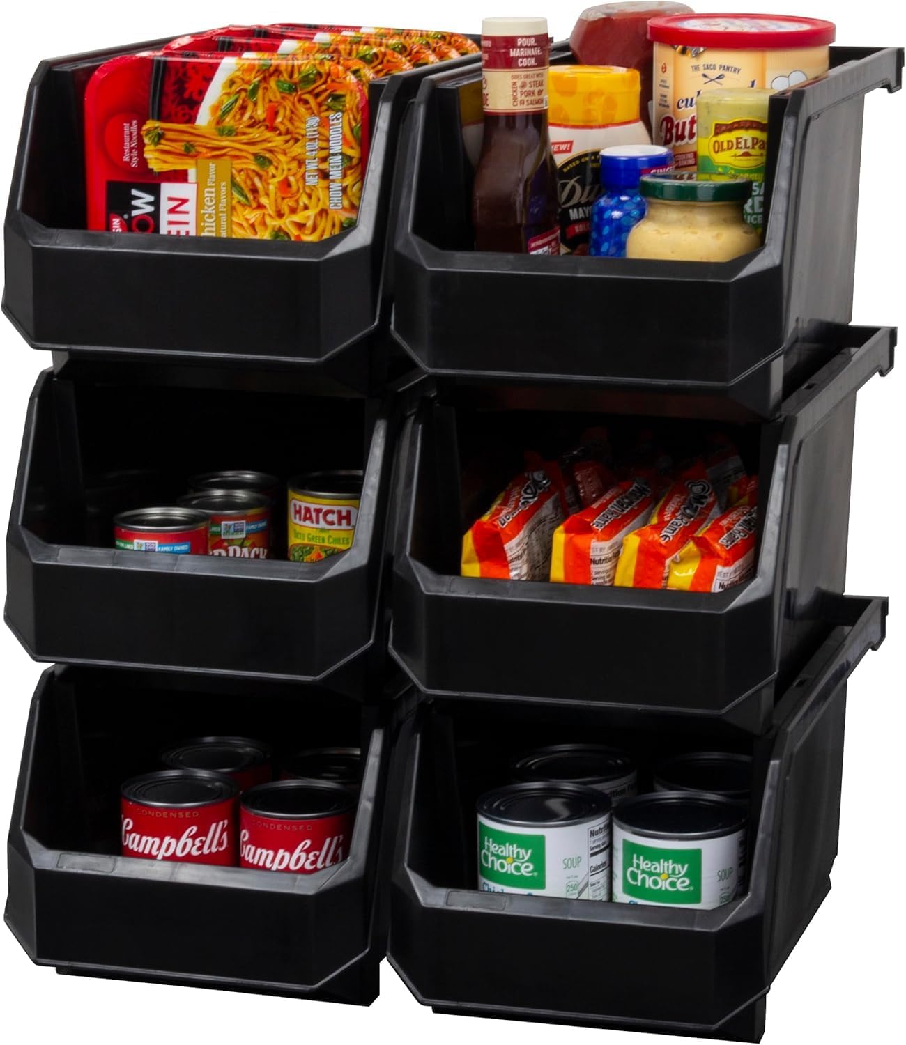  ReadySpace Lot De 4 Conteneurs En Plastique Extra Larges Pour Organiser Et Ranger Les Placards, La Cuisine, Le Bureau Ou Le Garde-manger, 37,5 X 41,9 X 17,8 Cm, Noir