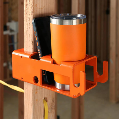  Heavy Duty Jobsite Storage Rack, Professional Tool Organizer, 10.5 Inches Bracket With Utility Hooks, High Capacity Phone Slot, Workshop Accessory With Rugged Style Tool For Construction Site Garage