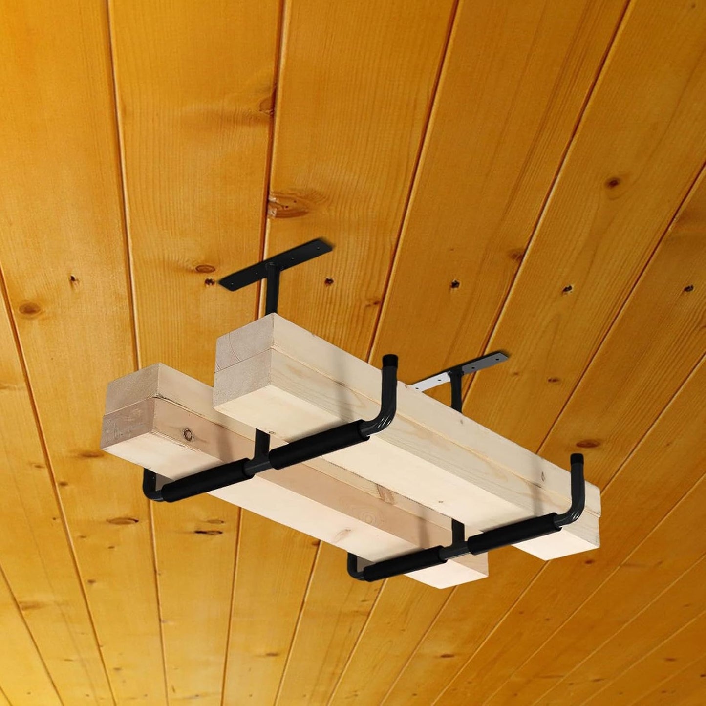  Rack De Rangement Suspendu Pour Garage | 2 Pièces En Métal Robuste En T | Stockage Au Plafond Du Garage,Pour Sous-Sol, Vélo, Bois, Équipements De Sport, Pelles, Perches, Cannes À Pêche, Skis