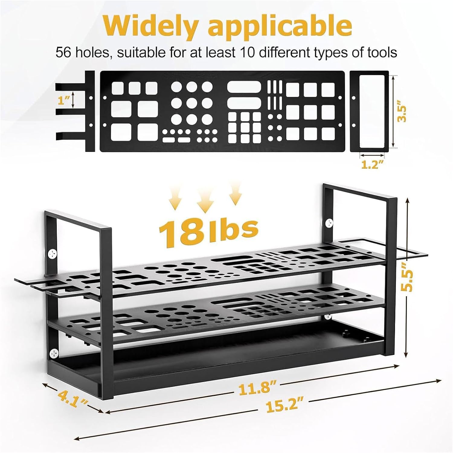  Support Mural En Métal Pour Outils - Capacité De 20 Kg - Pour La Maison, Le Garage - Planificateur D'outils Industriels