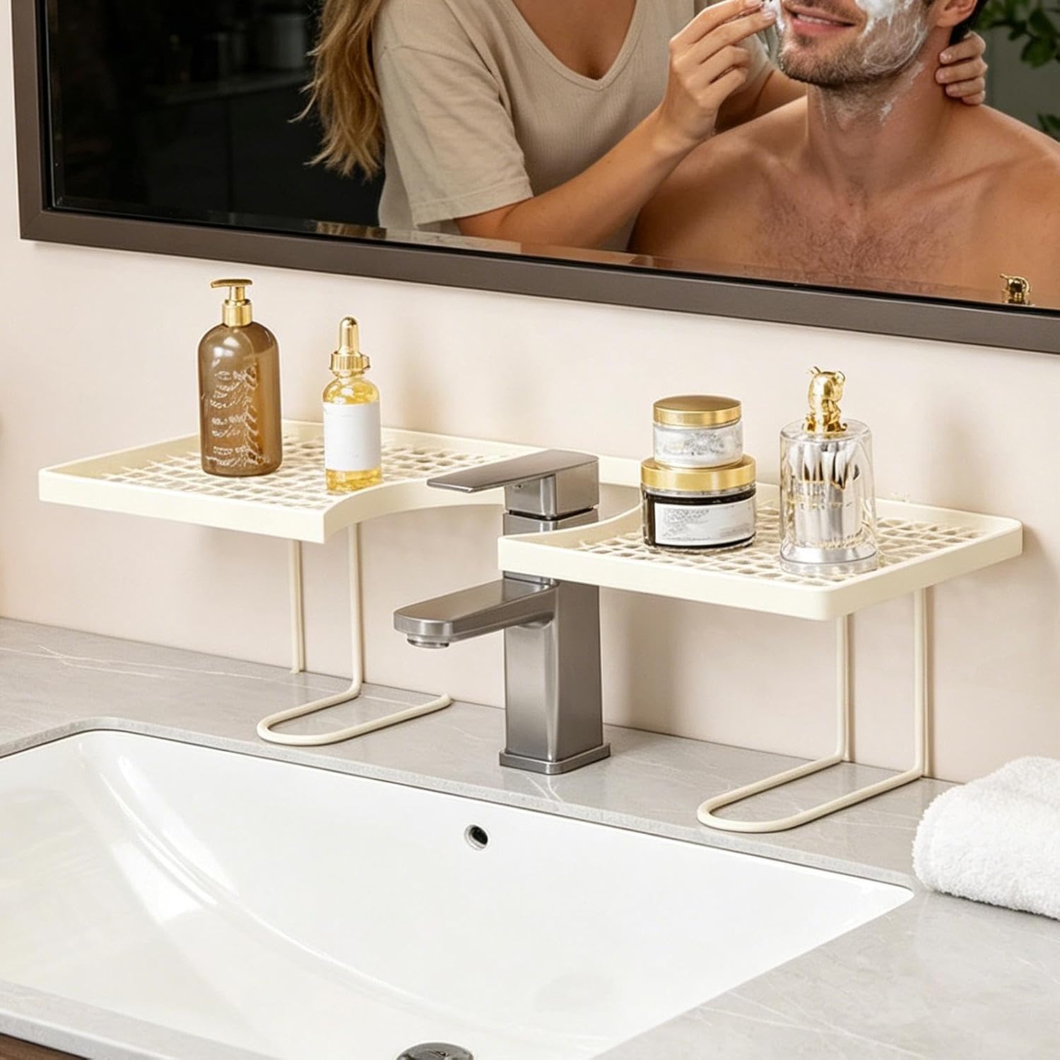 GENERIC Organiseur D'évier De Cuisine – Étagère De Vidange En Métal Sans Perçage, étagère De Rangement Pour Robinet Pour Comptoir De Cuisine, Maison, Appartement, Dortoir, Hôtel, Restaurant, Salle De Bain