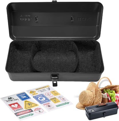  Boîte De Rangement En Métal Portable Portable, étui à Outils En Fer De Camping, Organisateur De Toit De Hanche, Poignée De Transport Robuste, Autocollants Bonus Inclus, Parfait Pour L'extérieur, L'équ