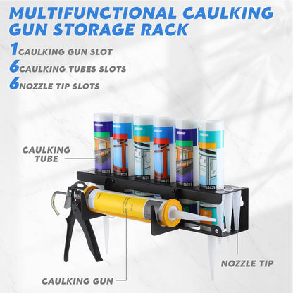GENERIC Support De Calfeutrage à 6 Tubes – Support Mural En Métal Robuste Avec Outils – Installation En Acier Enduit Résistant Pour Atelier, Garage Et Cuisine