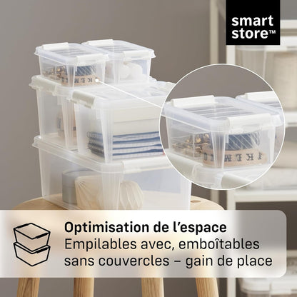  SmartStore - 10x Petite Boîte De Rangement Plastique Avec Couvercle 0,3L (15x9x6cm) | Empilable Et De Qualité Alimentaire | Boîte Plastique Avec Couvercle & Coins Renforcés | Garantie 10 Ans