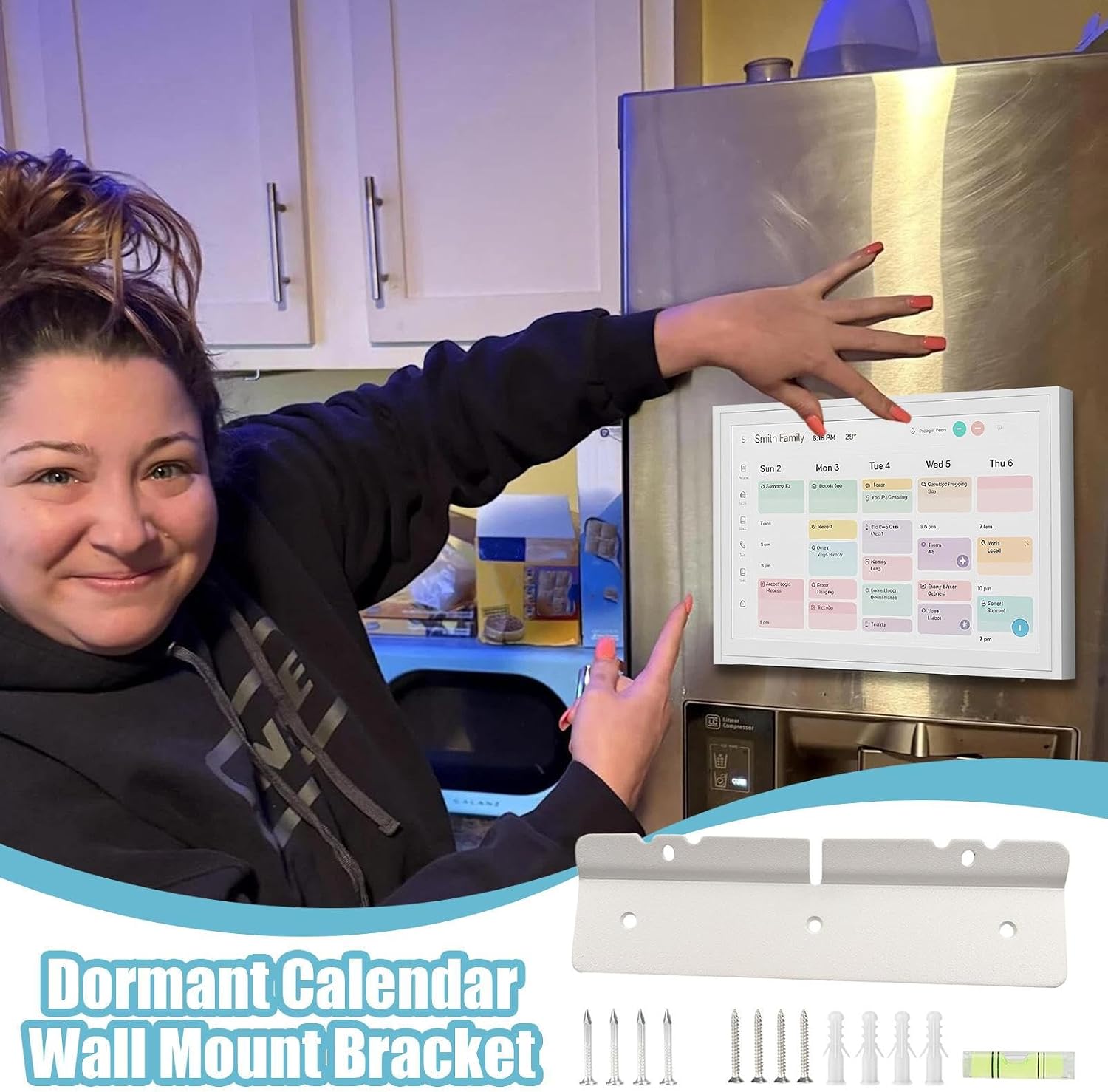  Support Pour Calendrier Numérique | Support Mural Pour Écran De Calendrier Numérique | Porte-Affiche Réglable Pour Cuisine Salon Bureau | Compatible Réfrigérateur