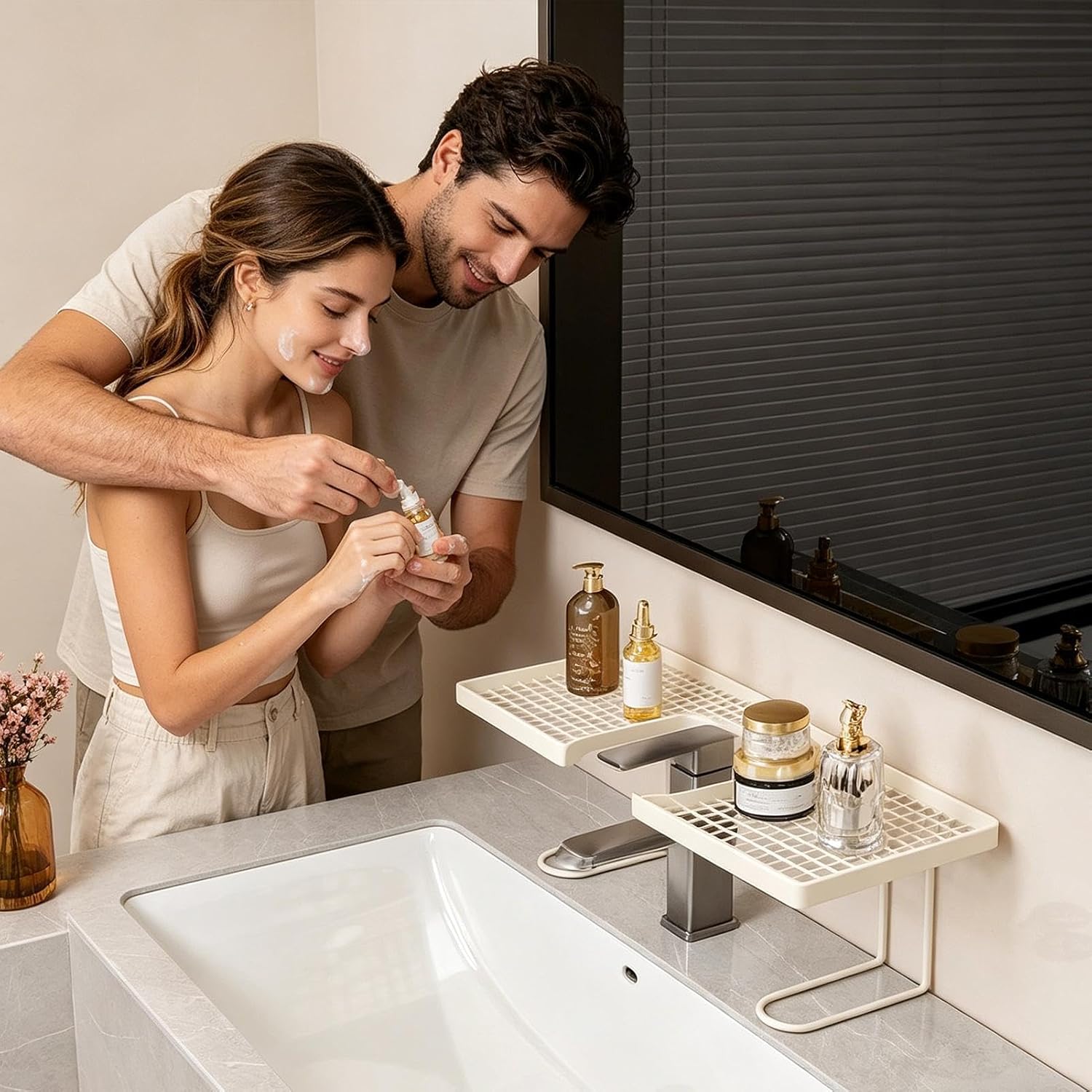 GENERIC Organiseur D'évier De Cuisine – Étagère De Vidange En Métal Sans Perçage, étagère De Rangement Pour Robinet Pour Comptoir De Cuisine, Maison, Appartement, Dortoir, Hôtel, Restaurant, Salle De Bain