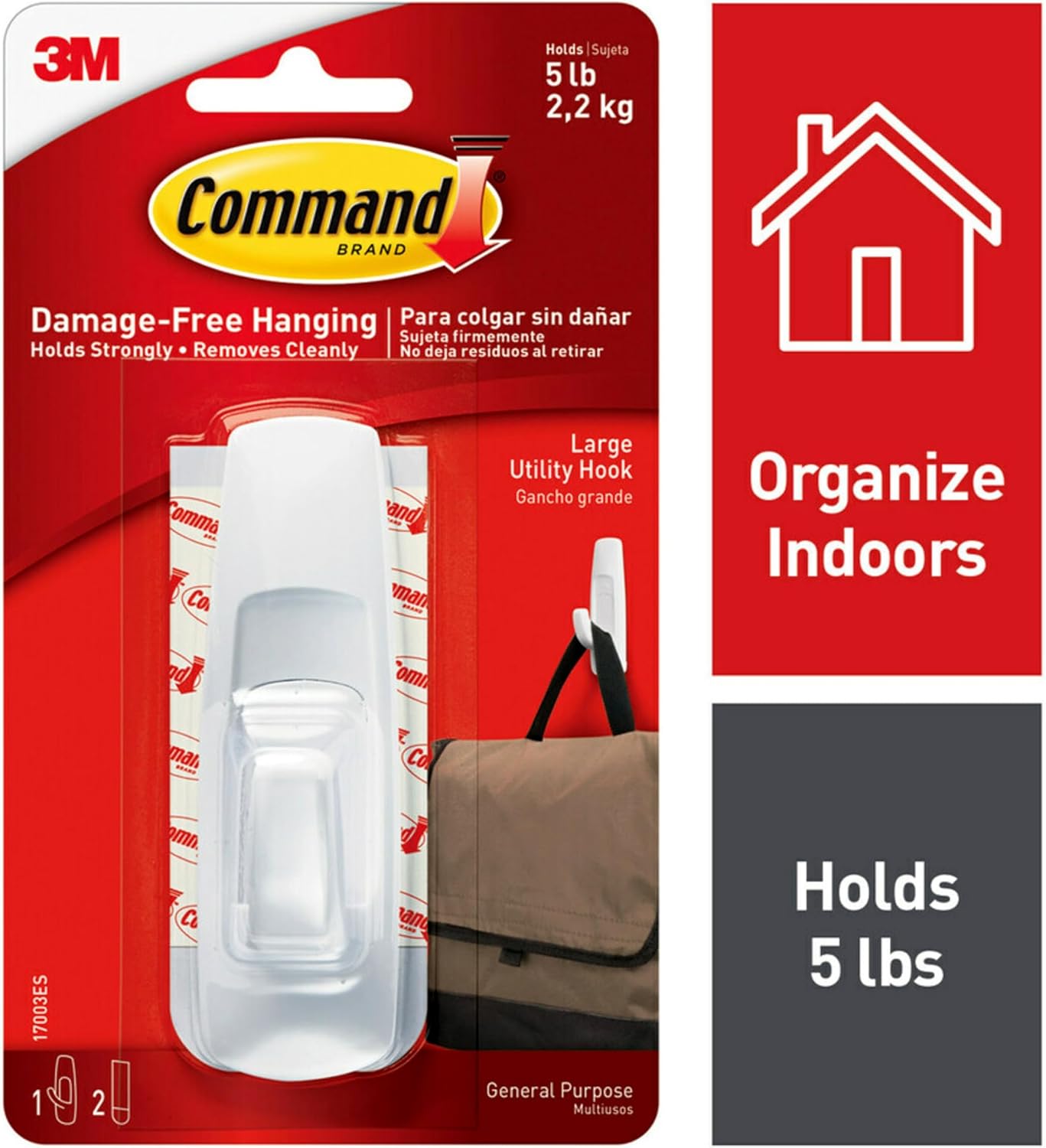  Command 17003ES Lot De 3 Grands Crochets Utilitaires Blanc
