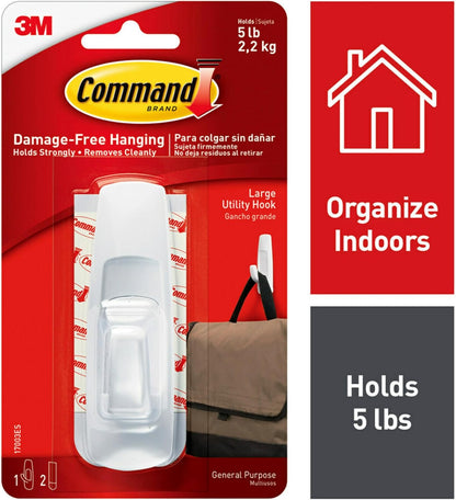  Command 17003ES Lot De 3 Grands Crochets Utilitaires Blanc