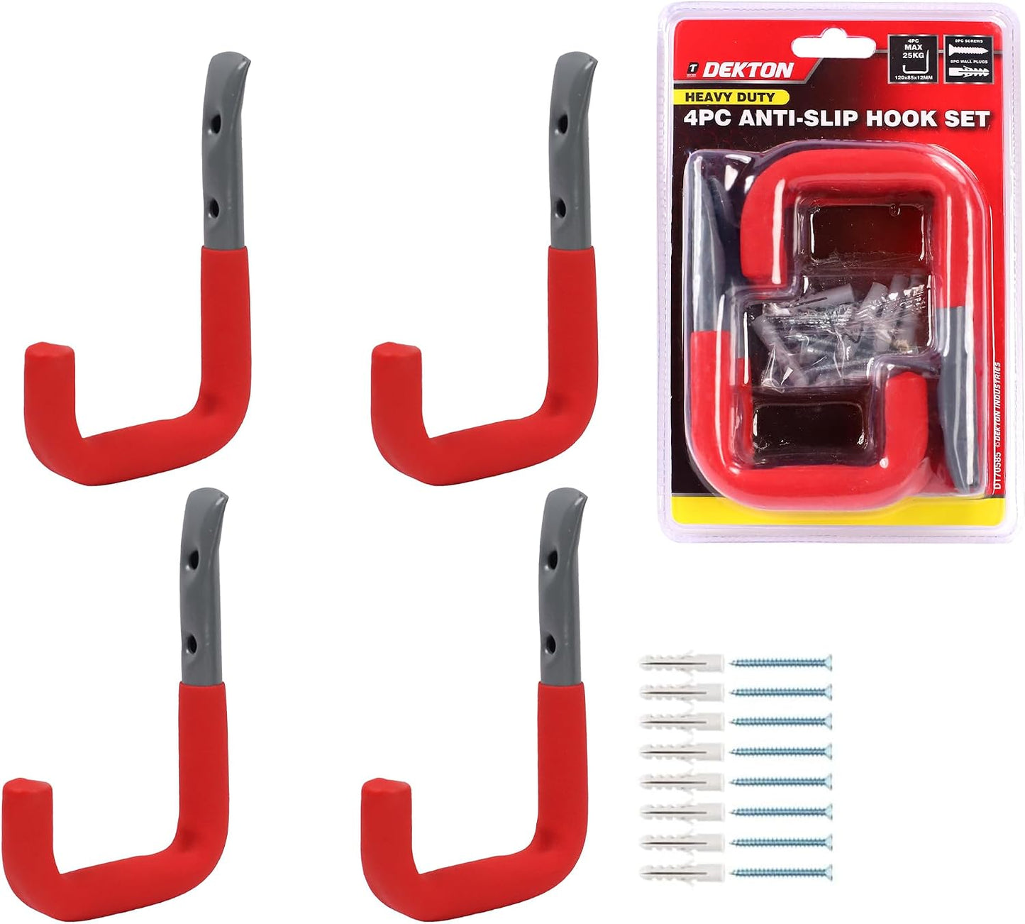  DEKTON Lot De 4 Crochets Muraux à Usage Général De 12 Cm X 8,5 Cm – Capacité Maximale De 25 Kg | Idéal Pour Accrocher Des Outils, Manteaux, Sacs, Et Plus Encore | Construction En Métal Durable Et