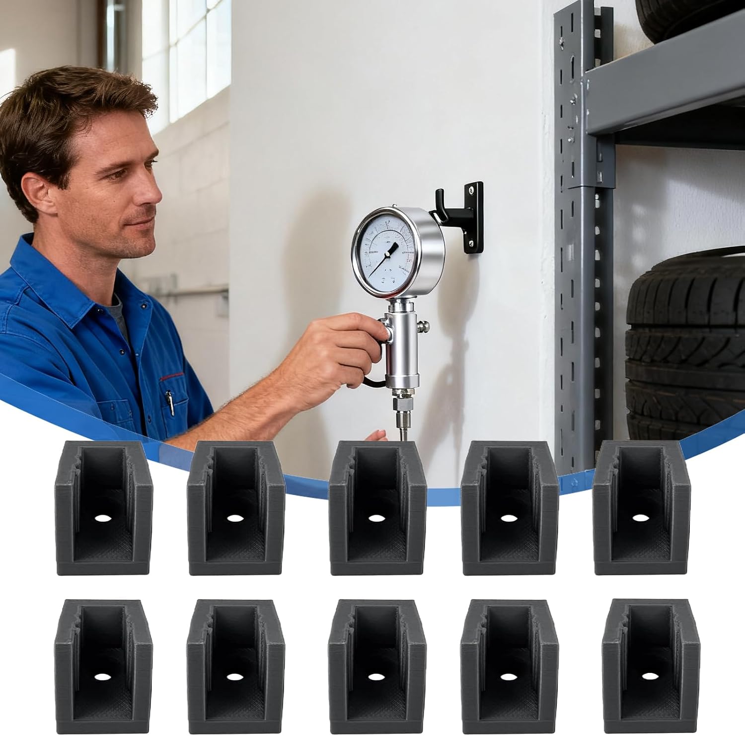  Râteliers D'outils Pour Murs De Garage,10 Pièces Organisateur Pour Manomètres De Pression Des Pneus | Support De Stockage Pour Outils Pneumatiques,Pour Garage, Atelier, Réparation Automobile, Lavage A