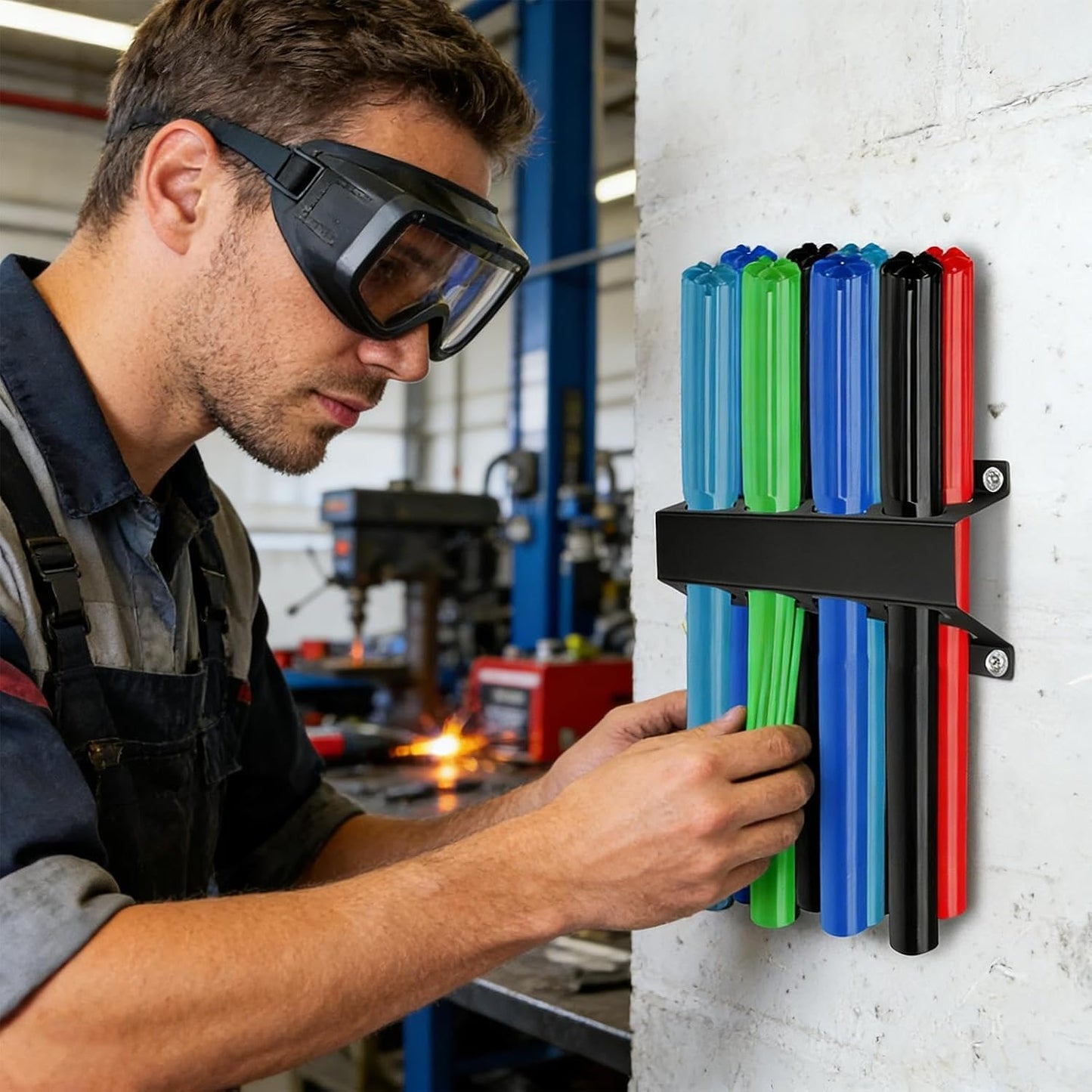 GENERIC Support De Rangement Pour Soudure – Support Mural En Fer à 8 Emplacements, Support De Tige De Soudage TIG, Pour Le Travail à La Maison, Les Loisirs, L'artisanat, La Réparation Faite à La Main