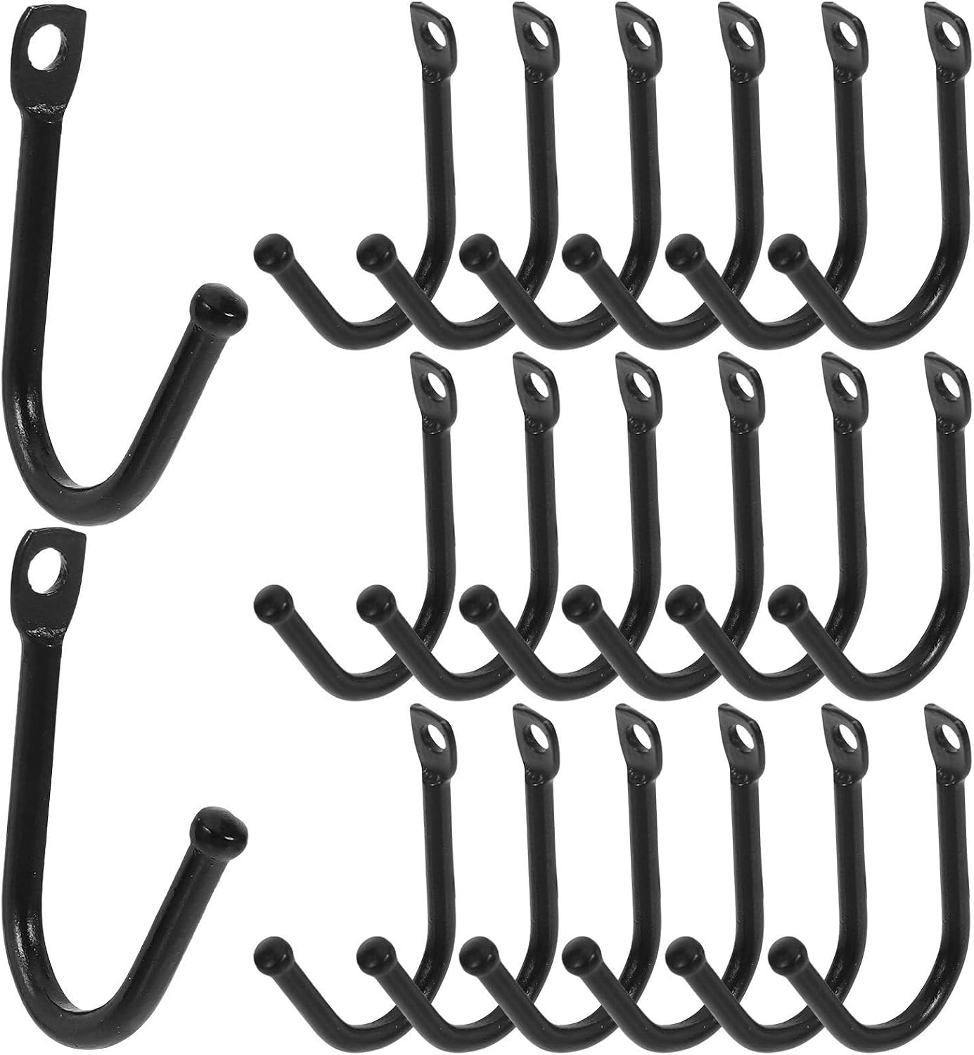  Healvian Lot De 20 Crochets Muraux En Fer Noir Support Stable Et Installation Facile Pour Suspendre Outils De Jardin Et Accessoires De Garage