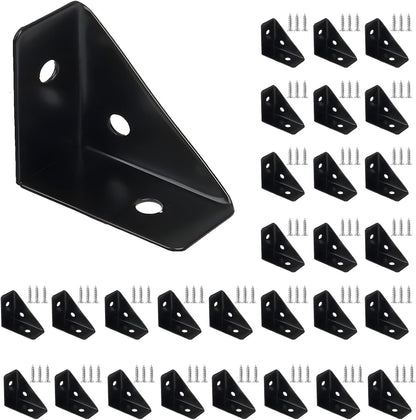  Lot 24 Supports D'étagère Triangulaires Robustes En Acier Laminé à Froid Pour Fixation Meubles Et De Bureaux(Black)