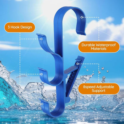 GENERIC Crochets D'équipement De Piscine – Support De Rangement Réglable à 3 Crochets | Support De Poteau De Piscine – Pour Tiges Télescopiques, épuisettes, Brosses, écumoire, Tuyau D'aspirateur, Outils De