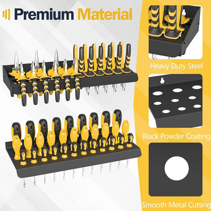  Screwdriver Storage Rack - 2 Piece Wall Mounted Organizer | Heavy Duty Tool Holder For Pliers, Multifunctional Storage Solution For Repair Workshops Garages E