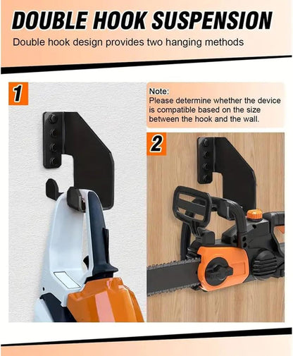  Générique Chainsaw Holder, Heavy-Duty Pot Storage, Garden Tool Organizer Rack, Space-Saving Garage Wall Storage For Chainsaws, Shovels, Oil Pots, And Workshop Equipment, 420g, Black