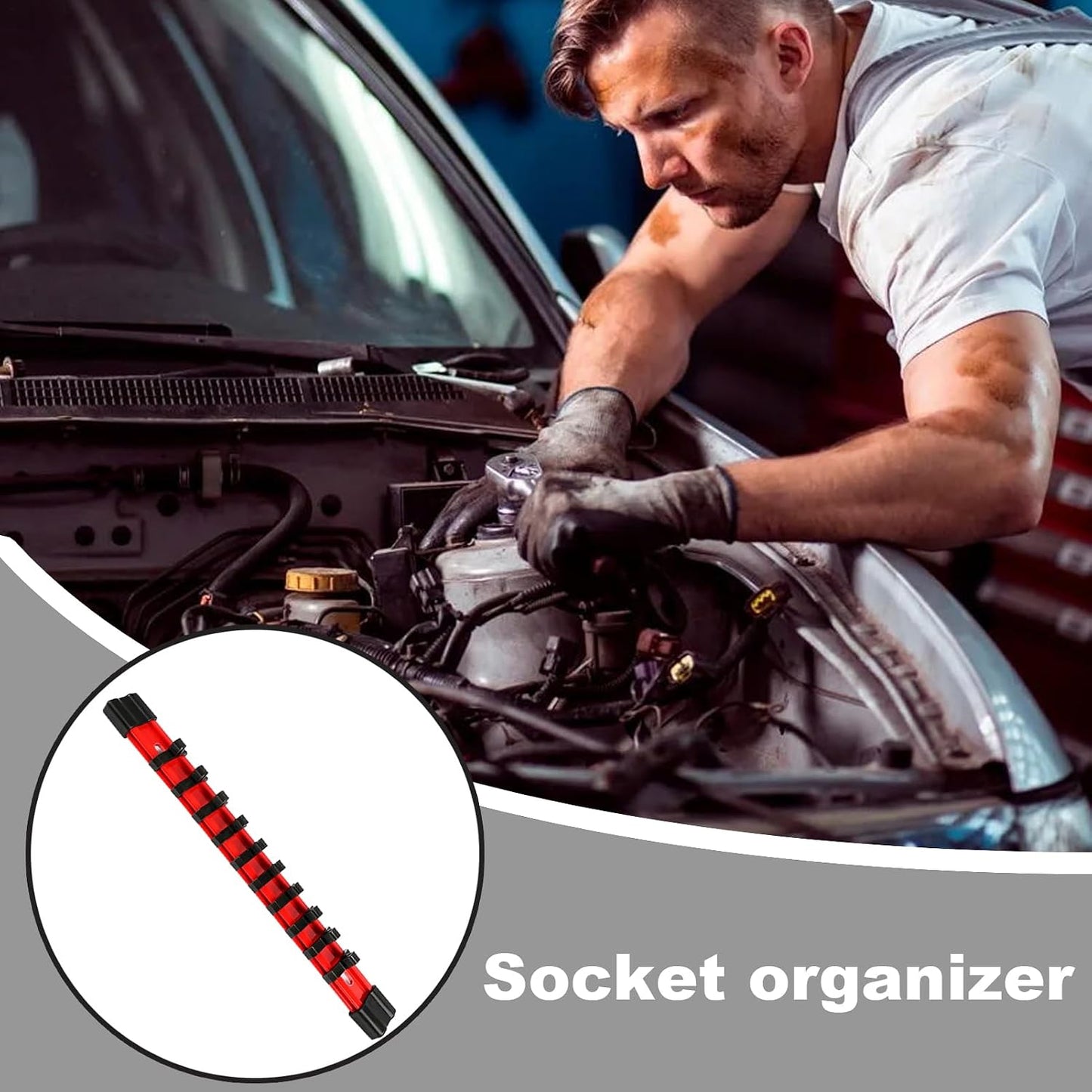  Sockets Tool Organizers, Adjustable Socket Holder, 1/2 Inches Tools Storage, Drive Socket Display, Rail Rack, Toolbox Stand For Workshop, Garages And Home Use