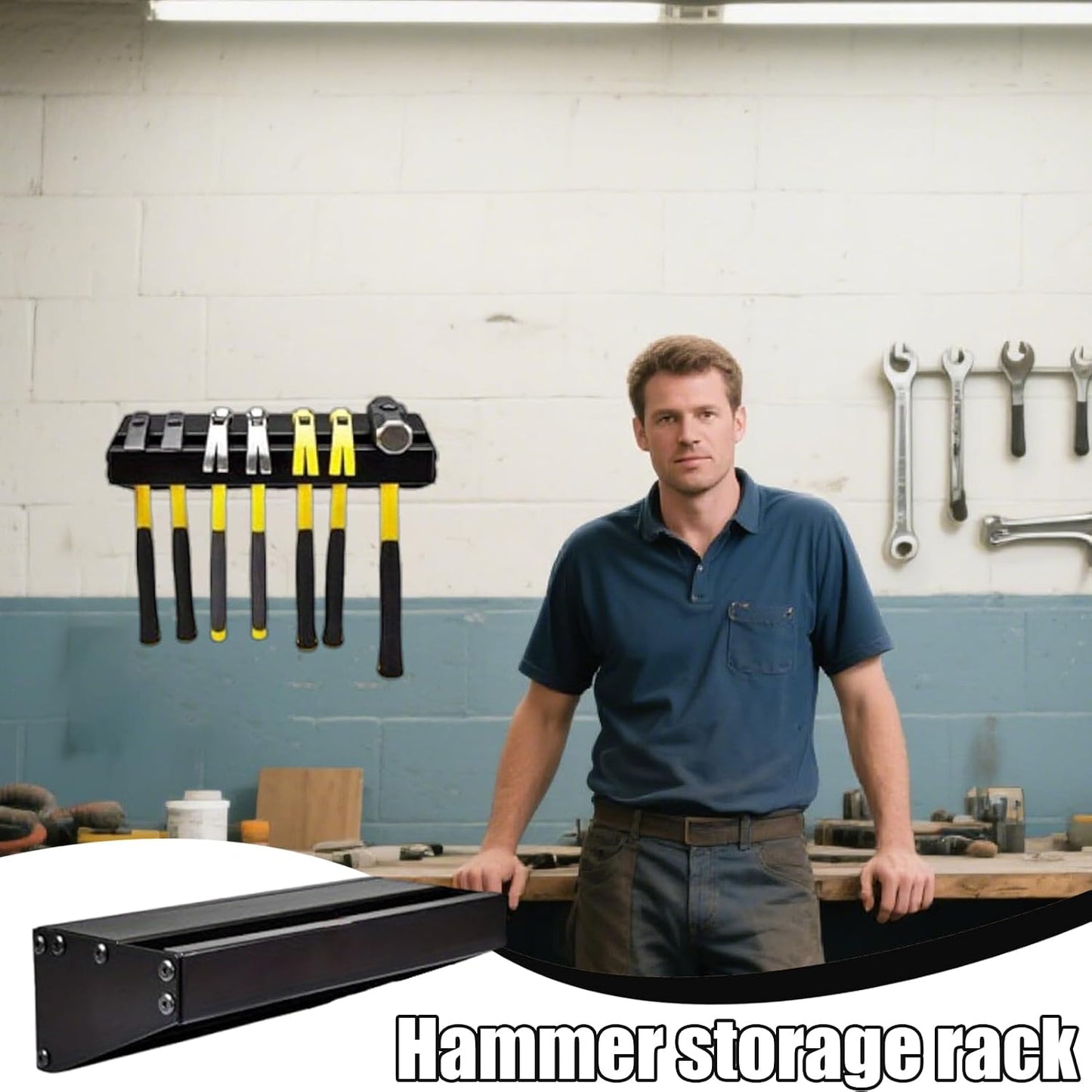  Générique Hammer Rack, Wall Mounted Storage Stand, Rust-Proof Organizer Garage, Workbench Accessories, Multi-Functional Tool Holder For Home Improvement And Workshop, 13.8 Inches