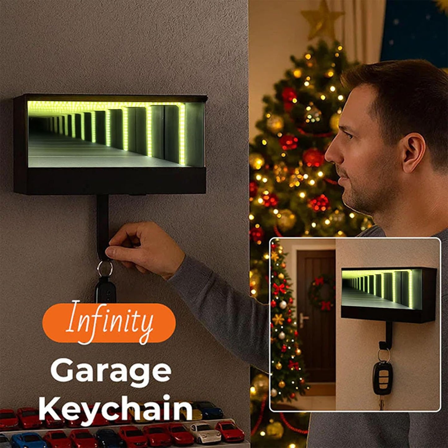  Organisateur De Garage Avec Crochet Mural Avec Lumières LED Pour Entrée Couloir Solution De Rangement Pour Les Amateurs De Voiture Support De Garage De Voiture