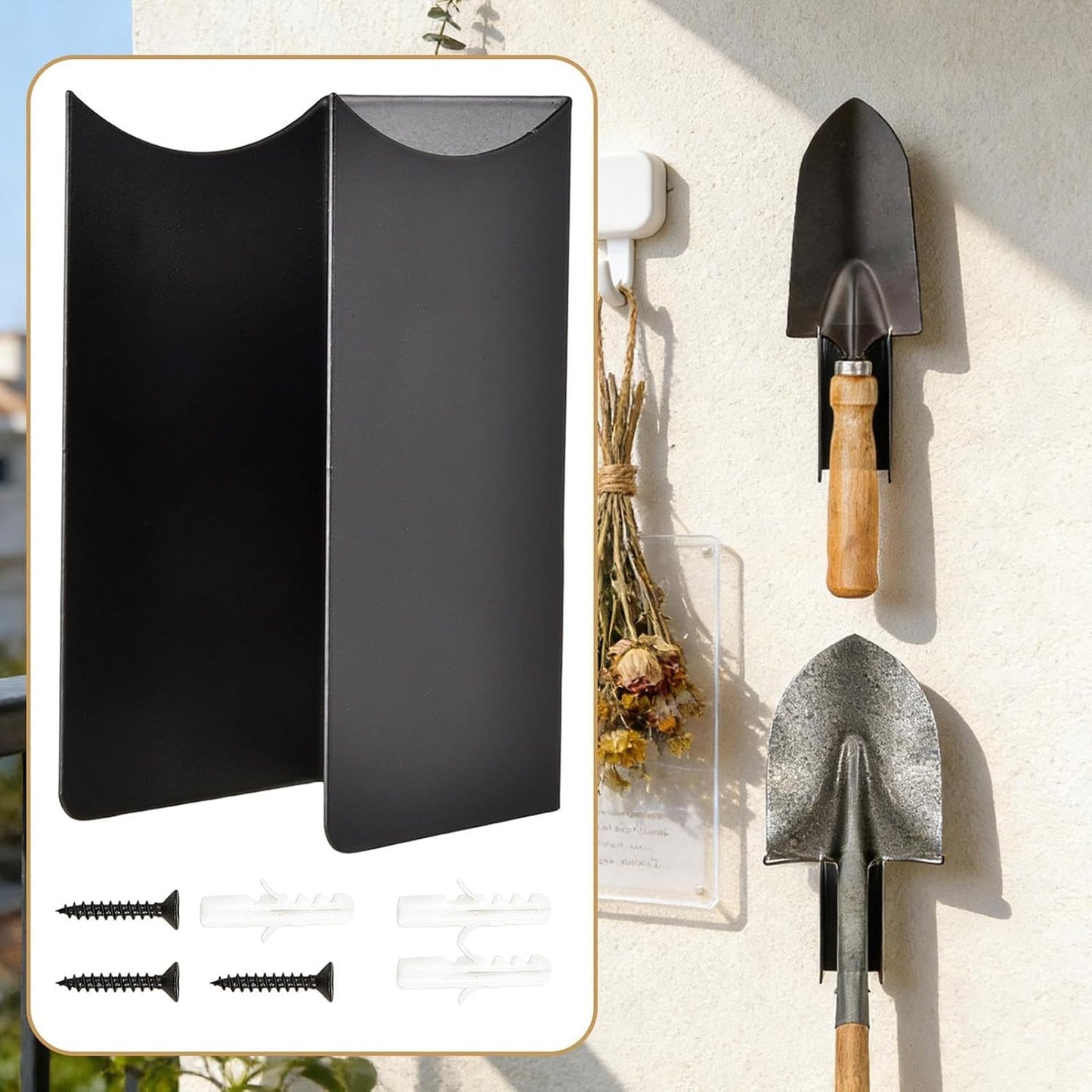  Range-outils De Jardin,Lot De 2 En Acier, Fixation Murale Antidérapante | Rangement Pour Tondeuse à Gazon | Pour Sous-sol, Maison, Magasin De Bricolage, Remise, Jardin, Pelouse, Camping-car, Sports
