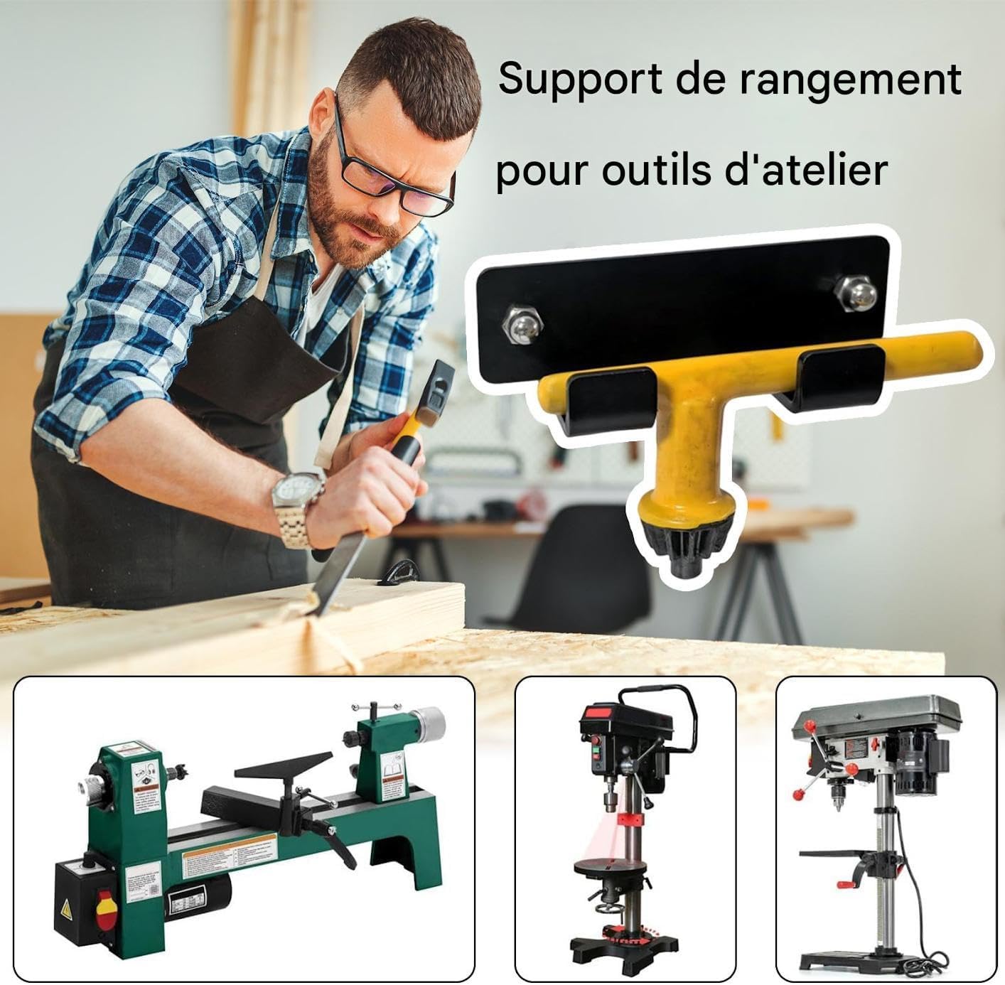  Porte-Outils D'Atelier,Support Murale Magnétique Pour Outils - Support à Crochet Pour Garage Établi Menuiserie Armoire Porte Abri De Jardin Maison