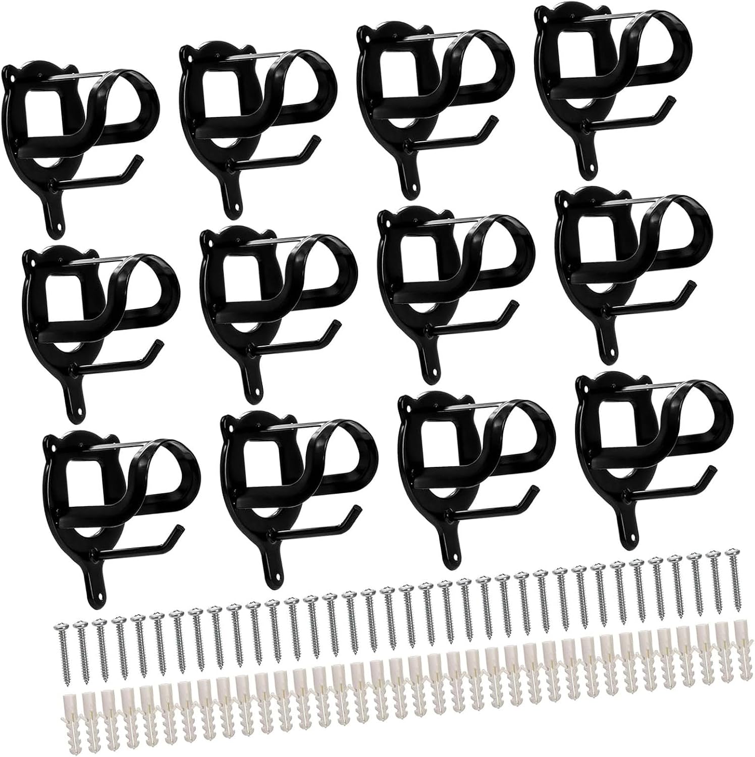  Lot De 12 Attaches En Fer Pour Une Organisation Stable Et Garage Avec Matériel De Montage - Finition Mate Permanente Contre L'oxydation Pour Un Rangement Flexible - Fixations D'entrée - Matériel De