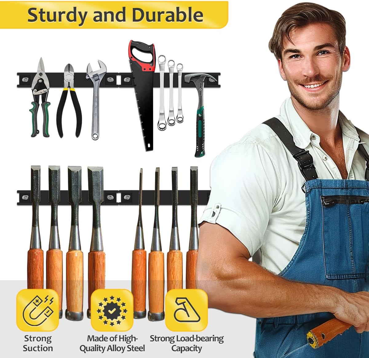  UCINNOVATE Barre Porte-outils Magnétique De 20,3 Cm Pour L'organisation Du Garage