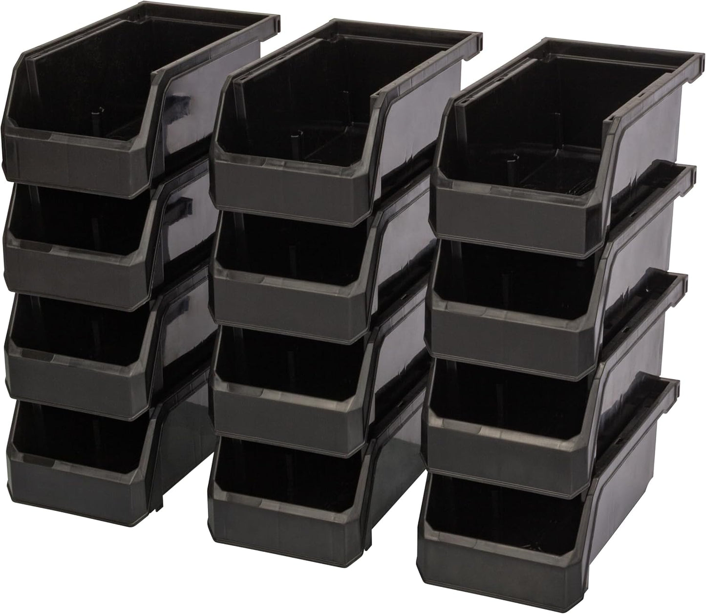  ReadySpace Lot De 4 Conteneurs En Plastique Extra Larges Pour Organiser Et Ranger Les Placards, La Cuisine, Le Bureau Ou Le Garde-manger, 37,5 X 41,9 X 17,8 Cm, Noir