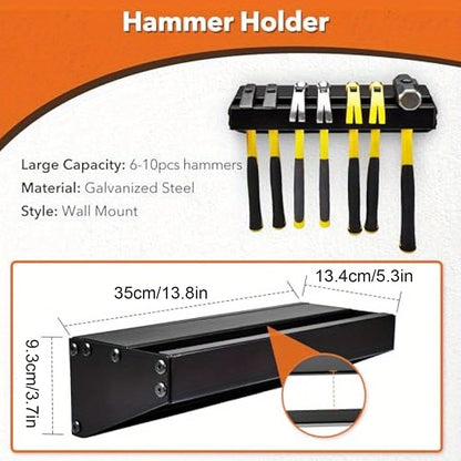  Générique Hammer Rack, Wall Mounted Storage Stand, Rust-Proof Organizer Garage, Workbench Accessories, Multi-Functional Tool Holder For Home Improvement And Workshop, 13.8 Inches