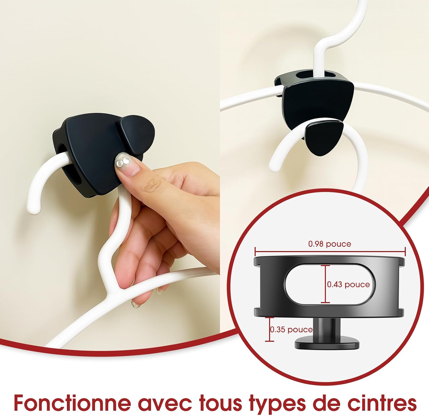  Latoxcaa Cintres Gain De Place Pour Cintre Lot De 20 - Porte-Vêtements Extra Solide 20kg (Max) - Crochets D'Organisation Et Crochet De Connexion De Cintre Noir Pour Placard Et Penderie