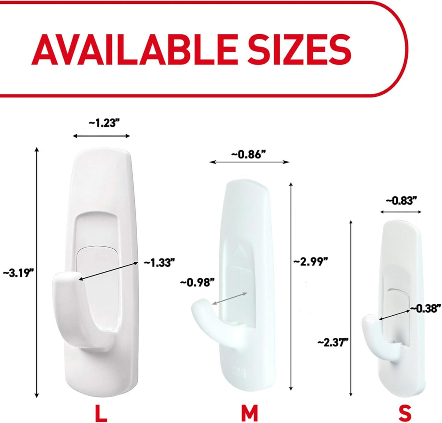  Command 17003ES Lot De 3 Grands Crochets Utilitaires Blanc