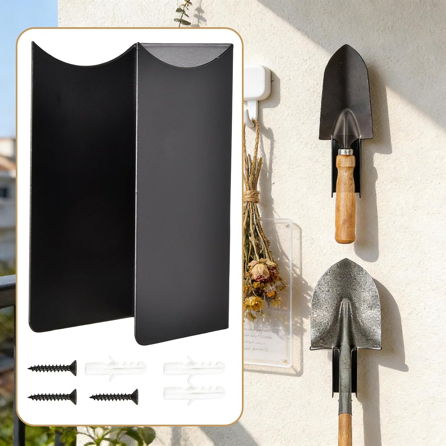 Générique Support Mural Pour Balai - Rangement D'outils De Jardin - Porte-balai à Franges En Acier | Pour Maison, Cuisine, Buanderie, Appartement, Cave, Jardin