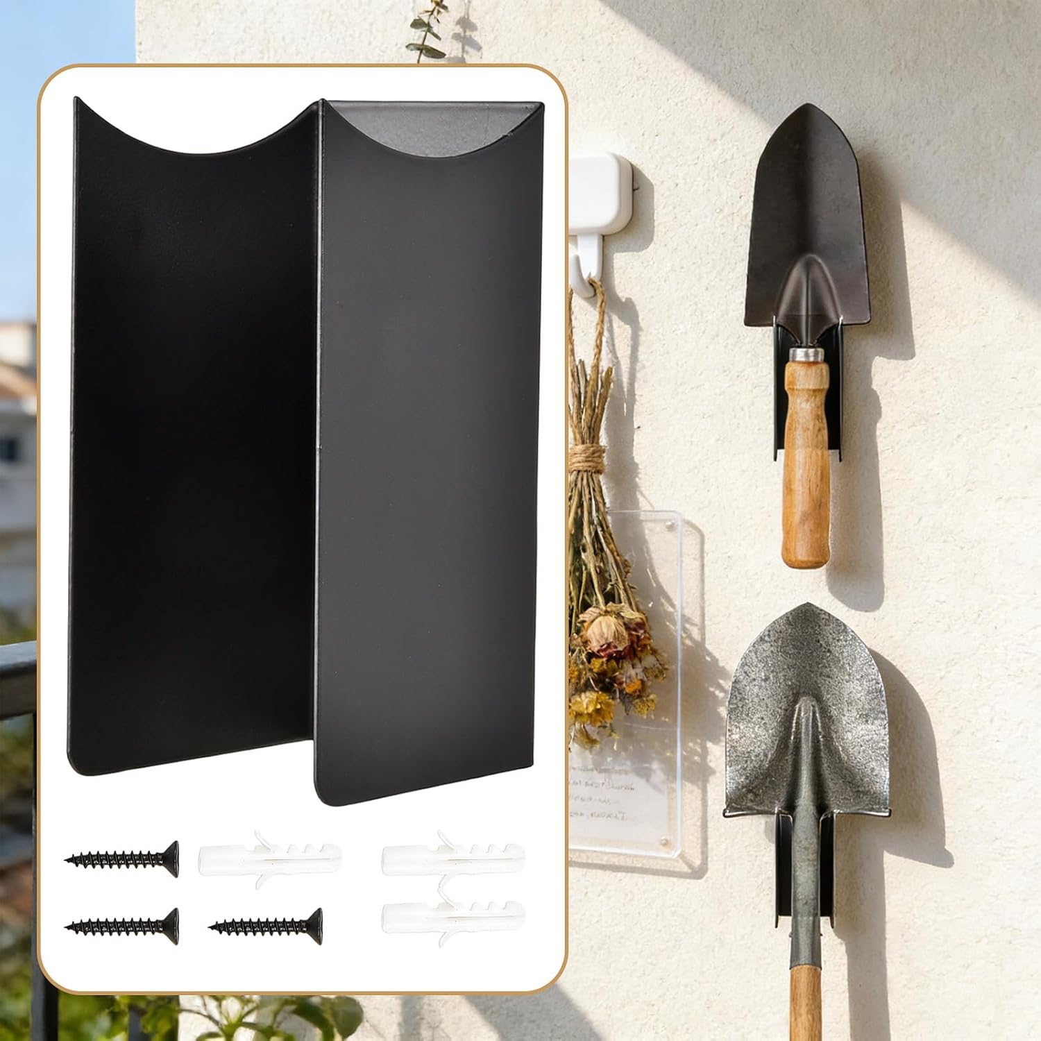  Générique Support Mural Pour Balai - Rangement D'outils De Jardin - Porte-balai à Franges En Acier | Pour Maison, Cuisine, Buanderie, Appartement, Cave, Jardin