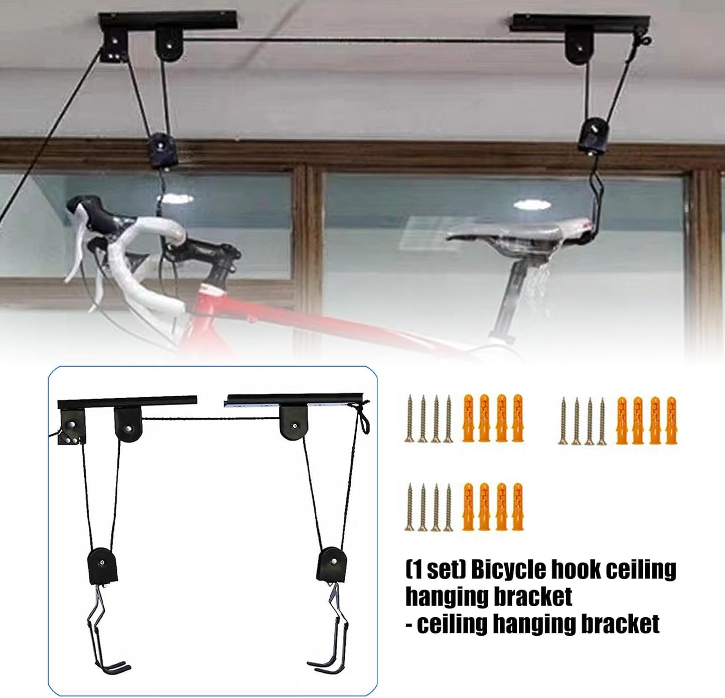  Crochet De Suspension Pour Vélo De Hauteur - Fixation Au Plafond - Fixation Au Plafond - Pour Route, Montagne, Ville