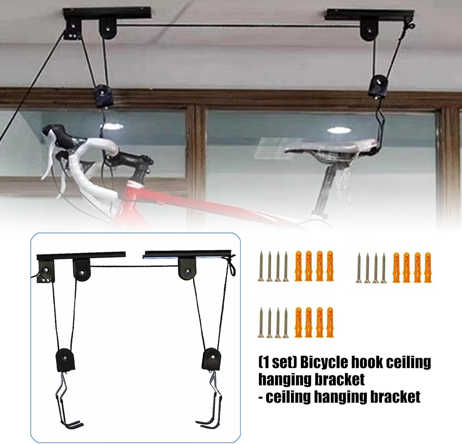  Crochet De Suspension Pour Vélo De Hauteur - Fixation Au Plafond - Fixation Au Plafond - Pour Route, Montagne, Ville