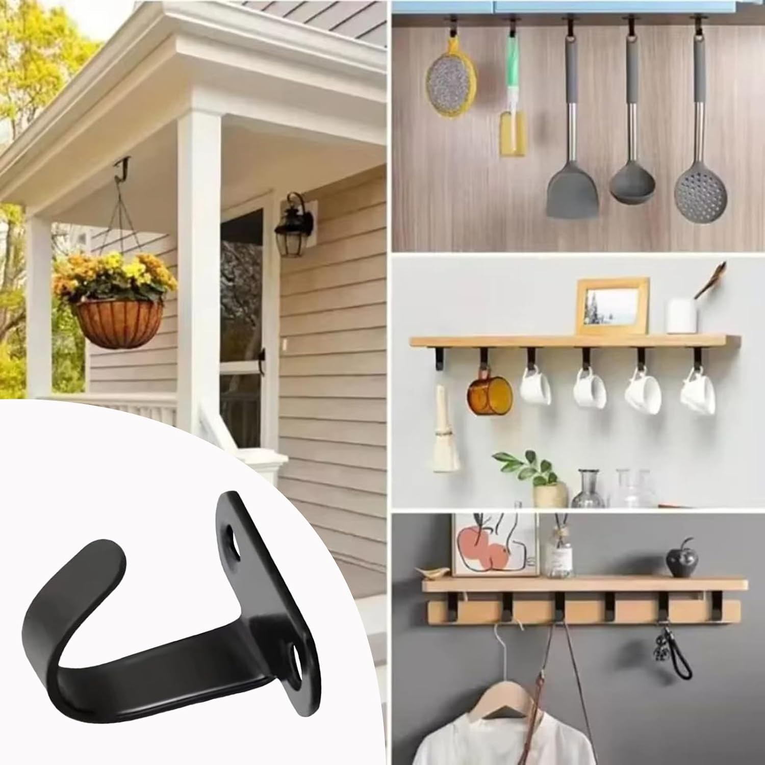 GENERIC Pendentifs Sous L'étagère - Organisateur Solide Et Durable 5 Pièces Sans Perçage - Pendentifs De Tasse Sous étagère Et Crochets à Serviette, Pour Sac à Dos Clés, Parapluie, Outils Accessoires Cuisine