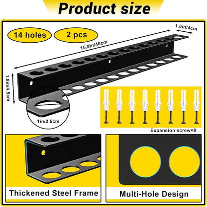  Lot De 2 Supports Muraux Pour Tournevis, Organiseur De Pinces, Support Mural Pour Tournevis, Rangement D'outils De Garage Pour Garage, Atelier, Bord D'établi