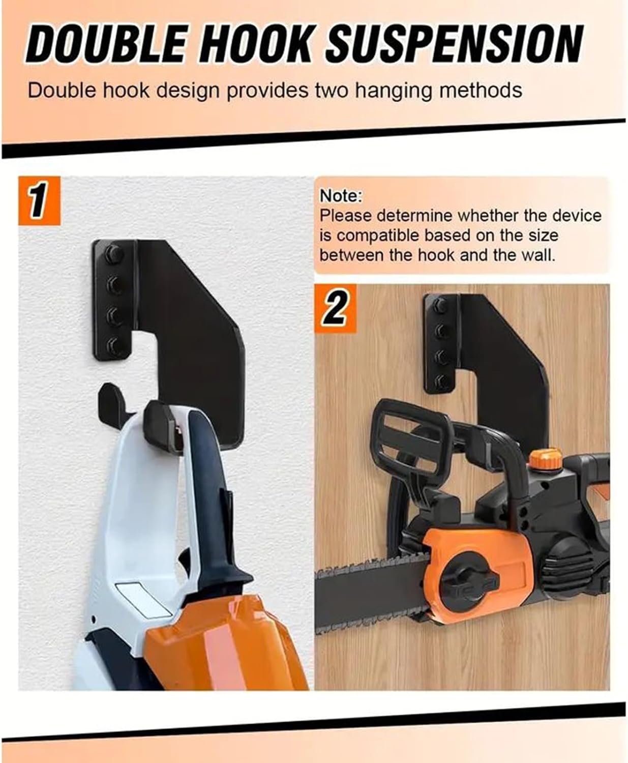  Générique Chainsaw Holder, Heavy Duty Tool Organizer, Space Saving Wall Mount Rack, Compact Steel Construction, Easy Installation For Garage Workshop Garden Equipment Storage