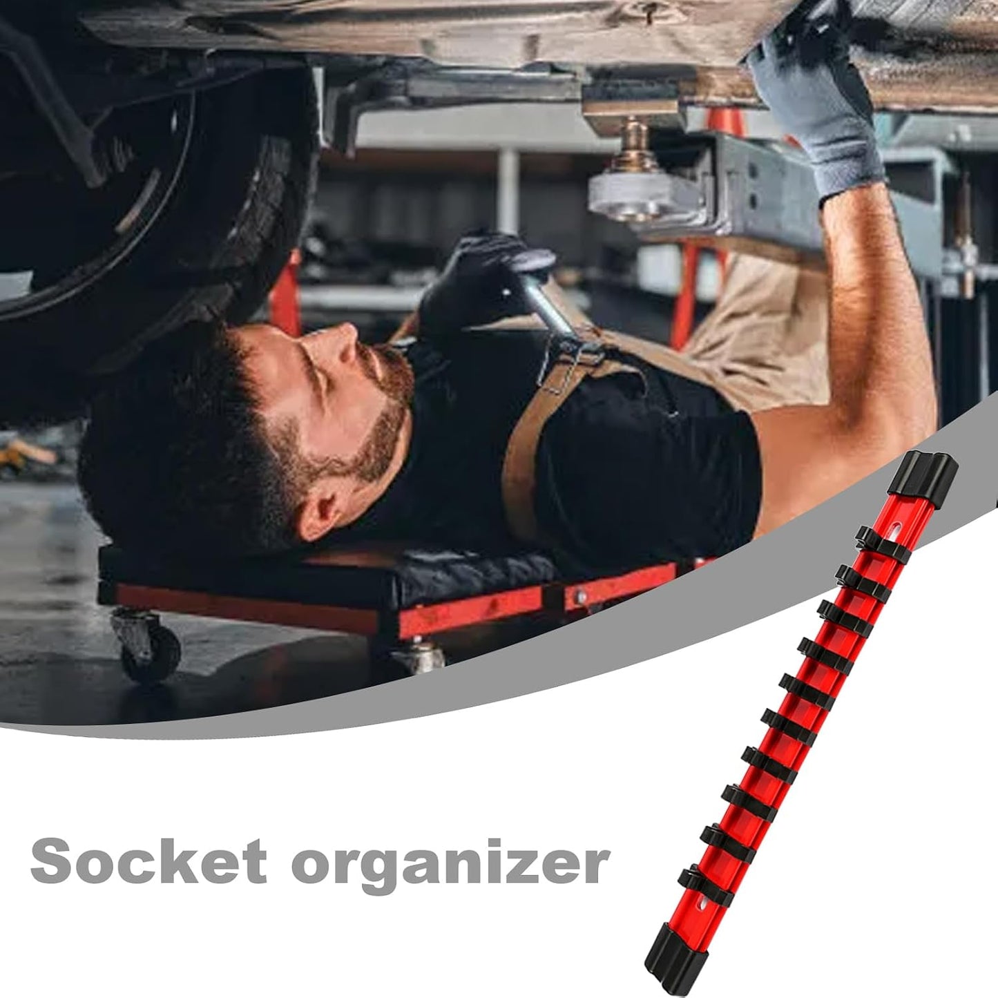  Sockets Tool Organizers, Adjustable Socket Holder, 1/2 Inches Tools Storage, Drive Socket Display, Rail Rack, Toolbox Stand For Workshop, Garages And Home Use
