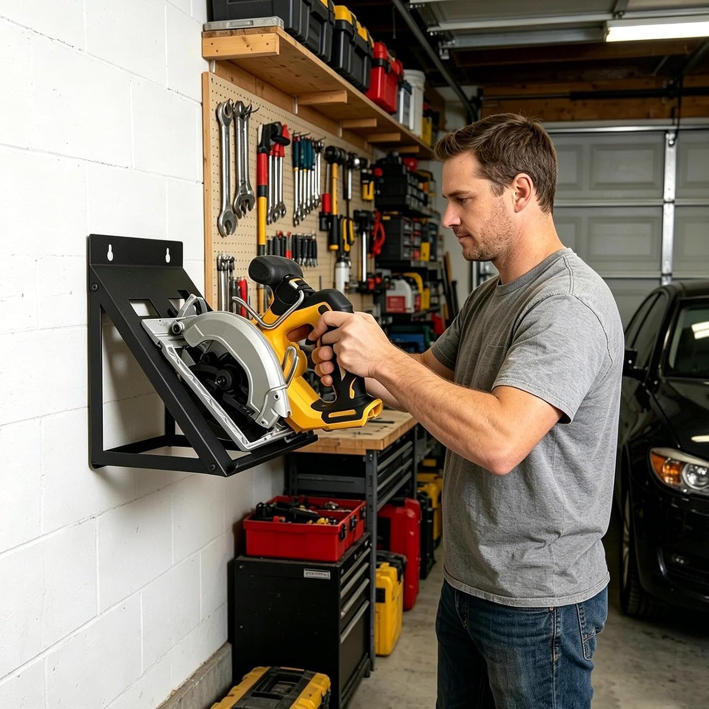  Générique Rangement Pour Outils électroportatifs | Rangement Mural Pour Scie Circulaire | Porte-Outils Mural | Pour Atelier Maison, Cabanon De Jardin, établi, Garage, Sous-sol, Jardin, Et Appartement
