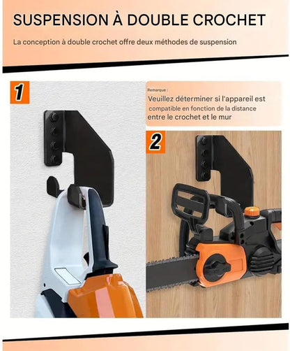  Générique Porte-Tronçonneuse, Organisateur D'Outils De Jardin Résistant, Étagère De Stockage Multifonction Pour Scie à Chaîne Atelier Garage Jardin