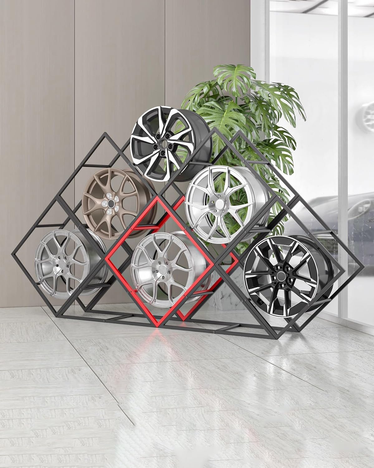 Générique Présentoir De Jantes De Pneus De Garage Robuste, Supports De Rangement Empilables, Organiseur à 7 Niveaux Pour Pneus De Voiture, Support De Jantes Durable Pour La Maison Et L'atelier