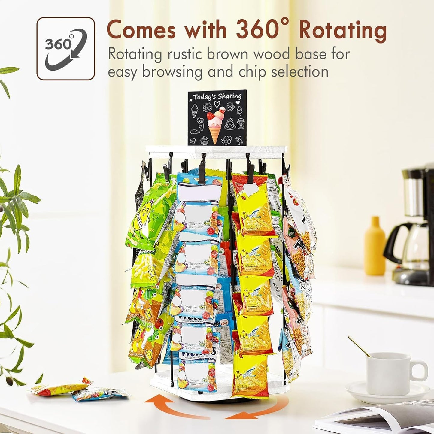  Générique Présentoir à Snacks - Support À Chips Organisateur Avec Porte-Étiquettes - Panneau D'Affichage Et Rangement Alimentaire Pour Organisation De Garde-Manger