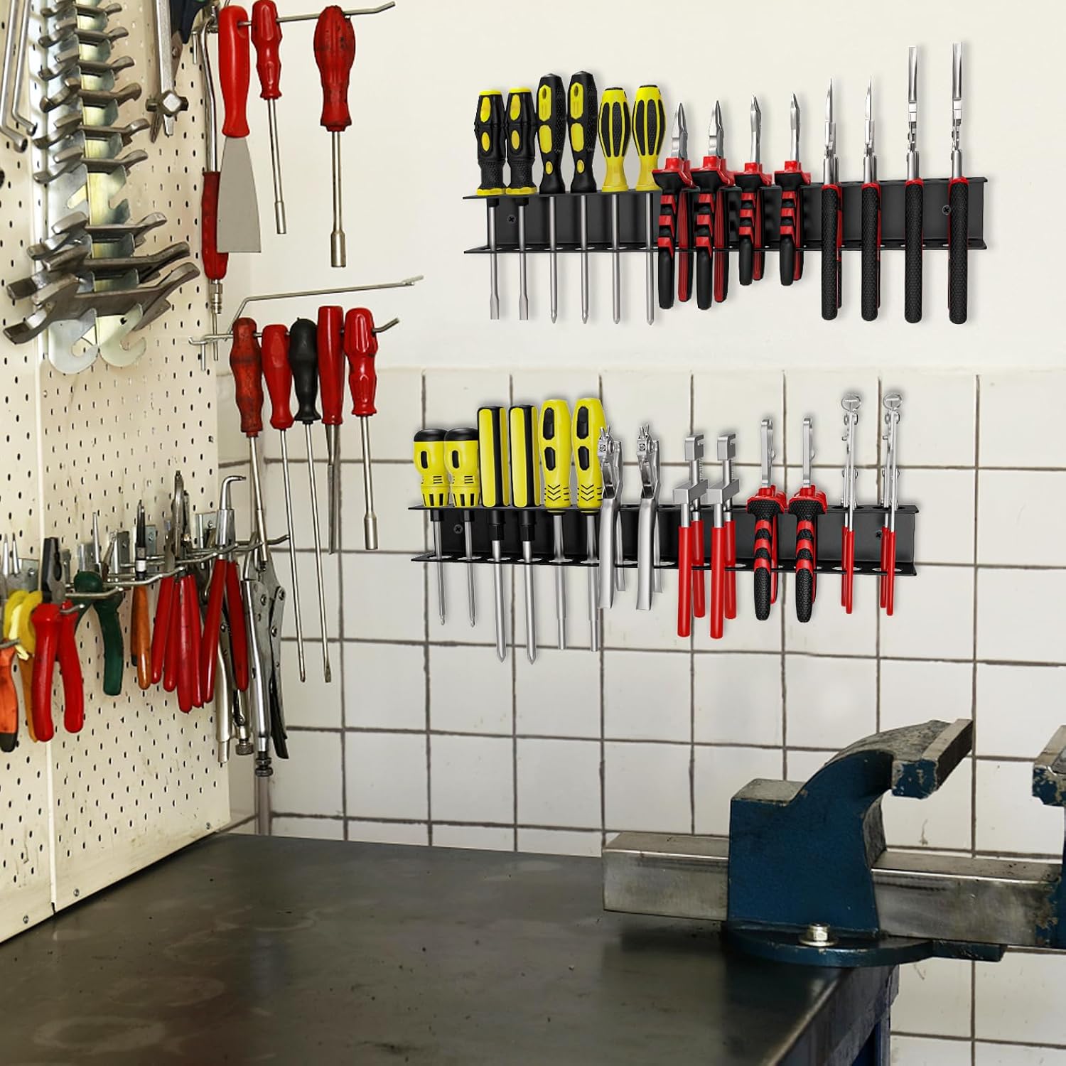  Lot De 2 Supports Muraux Pour Tournevis, Organiseur De Pinces, Support Mural Pour Tournevis, Rangement D'outils De Garage Pour Garage, Atelier, Bord D'établi