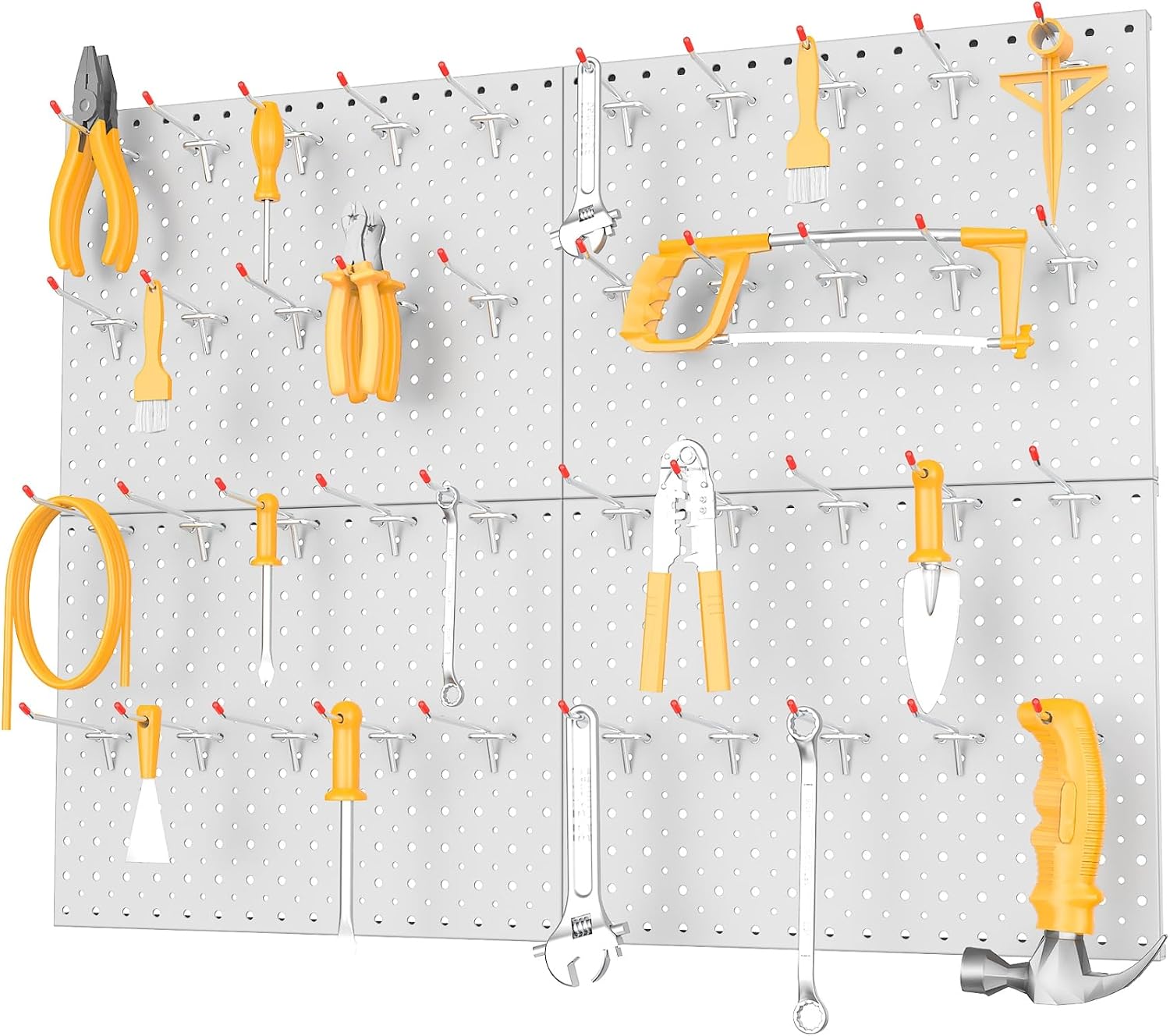  TORACK Panneaux Perforés En Métal Et Crochets Pour Garage, établi, Magasin, Abri De Jardin Avec Trous De 0,3 Cm Et 0,6 Cm, Panneau Perforé Mural Modulaire Avec Crochets Pour Panneau Perforé (gris