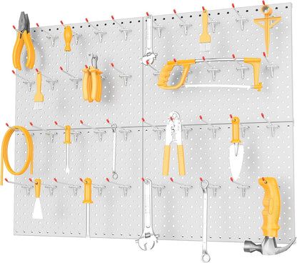  TORACK Panneaux Perforés En Métal Et Crochets Pour Garage, établi, Magasin, Abri De Jardin Avec Trous De 0,3 Cm Et 0,6 Cm, Panneau Perforé Mural Modulaire Avec Crochets Pour Panneau Perforé (gris